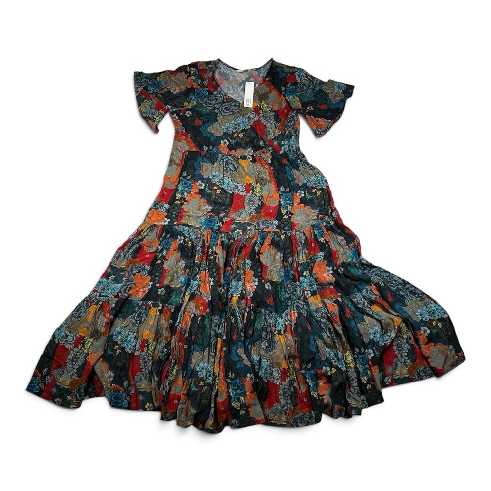 NWT Soft Surroundings Womens Tiered Flutter Sleeve Mirabelle Dress Large $140